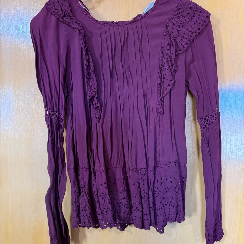 Knox Rose Plum Lace Detail Blouse